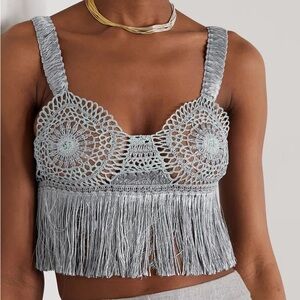 Stella McCartney fringe crochet knit crop top